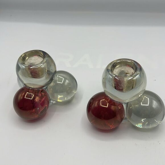 MCM WESTMORELAND Glass Ball Taper Candle Holders - Picture 3 of 5